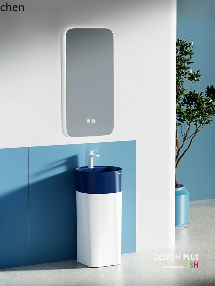 

LXC small apartment column type washbasin bathroom floor type column basin balcony integrated color washbasin