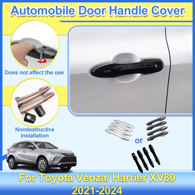 

Car Door Handle Cover For Toyota Harrier XU80 accessories Venza LE MK2 2021-2024 Exterior Door Handle Outer Covers Sticker Tools