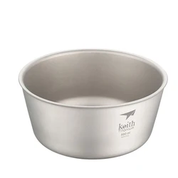 Keith Titanium Bowl Camping Hiking Picnic Bowl Corrosion Resistance Lunch Box Salad Bowl Double-wall Utensils 550ml Ti5322