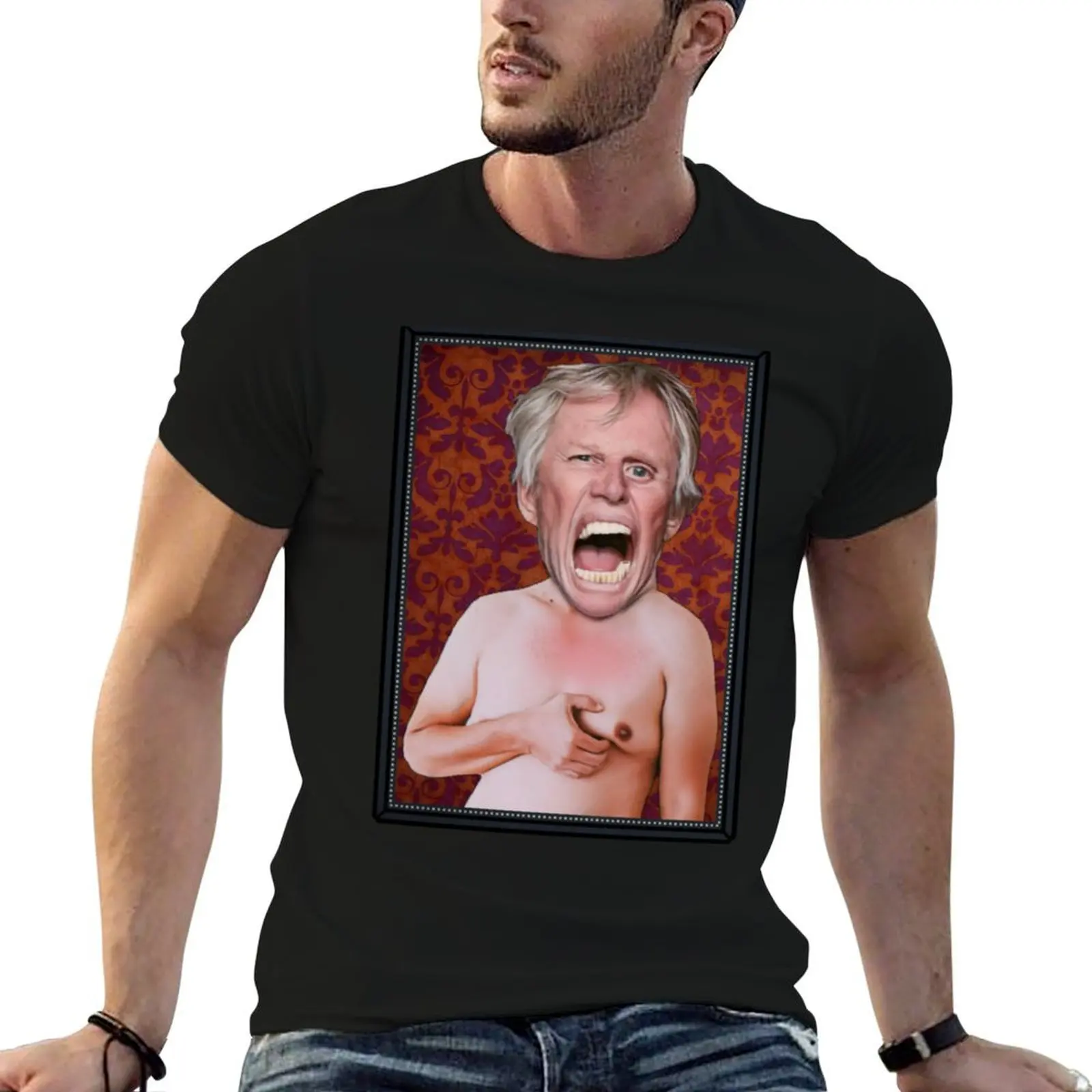 

Scary Gary Busey T-Shirt t shirt custom print t shirts for man graphic funny t shirts for man pack cotton T-Shirt