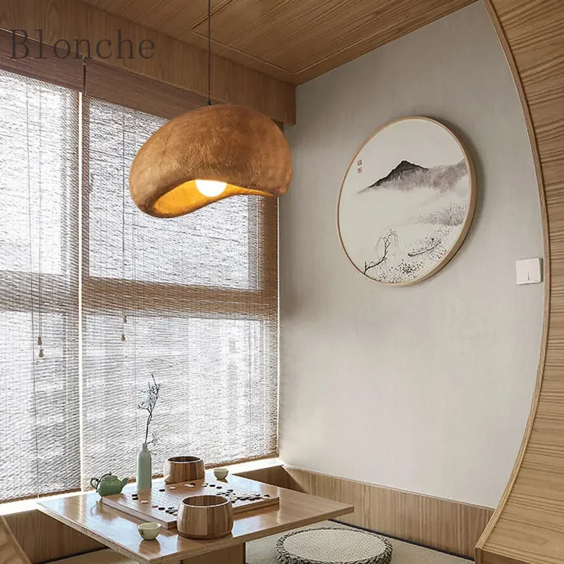 Minimalist Wabi-Sabi Style Led Pendant Lights Japanese Hanging Lamp Dining Room Home Decor Coffee Loft Creative Resin Chandelier