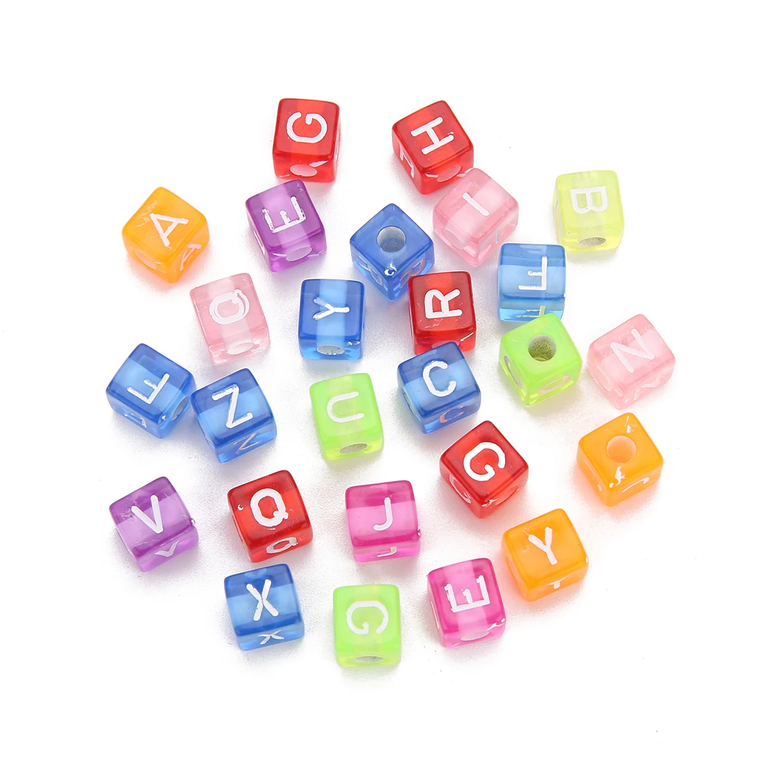 100Pcs 6/7/10mm Acrylic Cross Letter Square Bead For Bracelet Jewelry Handmade DIY Materials Cube Pendant With Big Hole