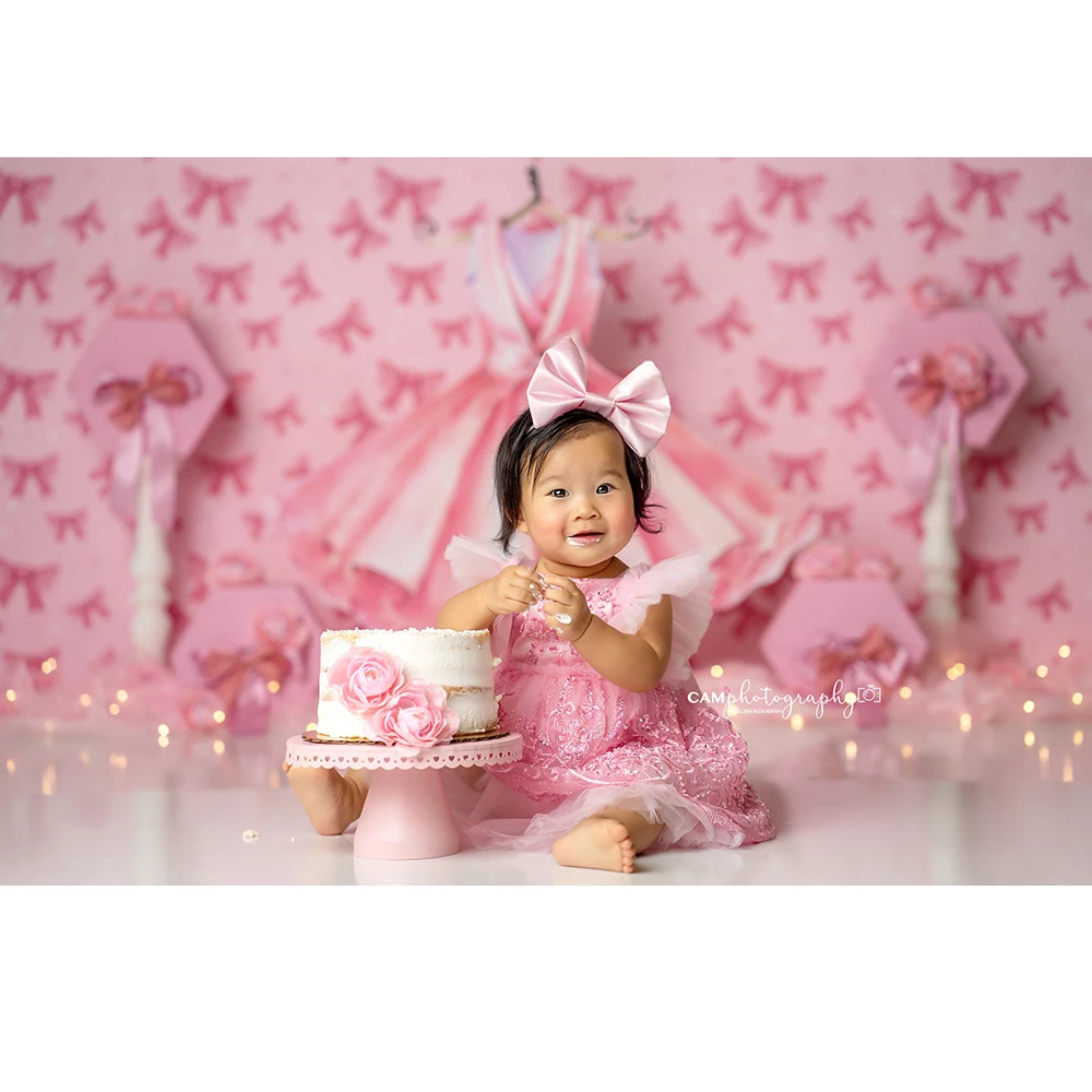 Pink Sweet Candy Photo Background One Little Princess Girl Birthday Cake Smash Photography Backdrop Dress Photo Studio Props