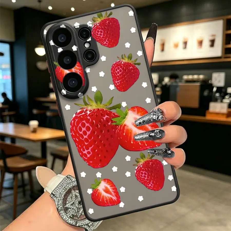 Big Strawberry Print Funda Back Phone Cover Case for Samsung Galaxy S26 S22 S24 Plus S23 FE Note 20 Ultra 10+ S20 FE S25 Ultra