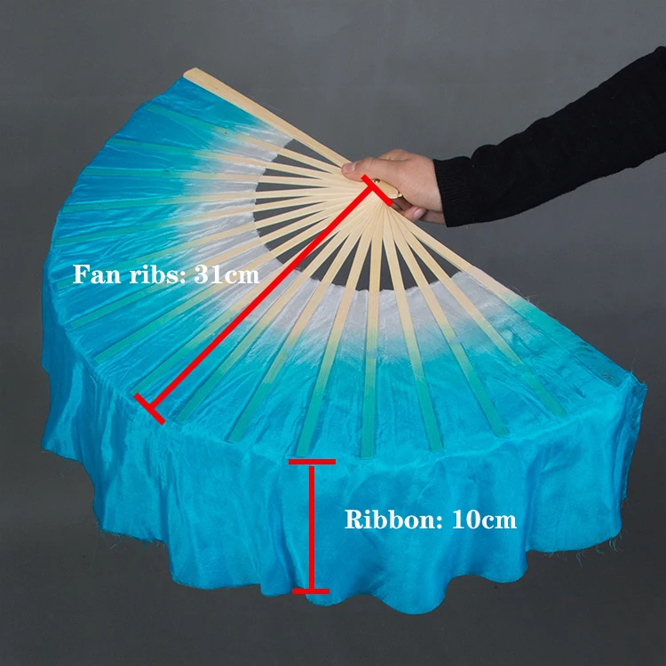 100% Silk Veil Pairs Adults Children Bellydance Costume Accessory Gradient Circle Fan Chinese Folk  Dancers Prop 8in