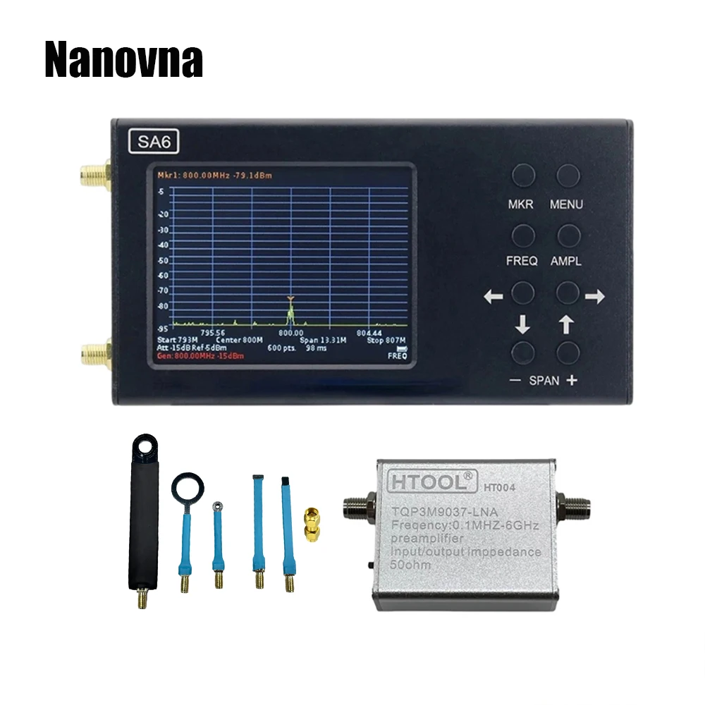 Nanovna SA6 Spectrum Analyzer 6GHz Signal Generator 3.2 inch Touch Screen Portable 35~6200 MHz RF Input PC Control Battery