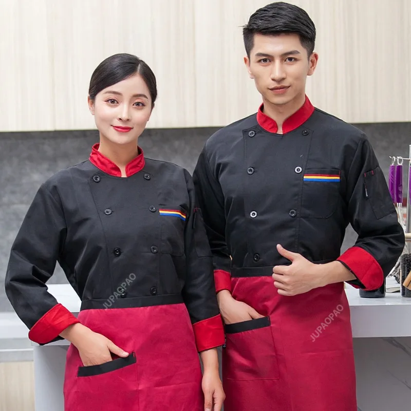 Chef Jacket Wholesale Head Chef Uniform Restaurant Hotel Kitchen Cooking Clothes Catering Foodservice Chef Shirt Apron HatBakery