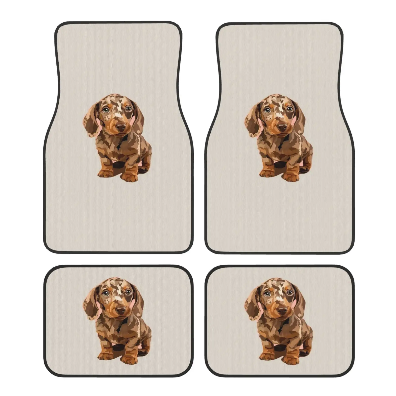 4pcs Stylish Car Floor Mats Featuring A Puppy Pattern, Suitable For Trucks, Cars, And Suvs, Enhancing The Taste Of Car Interiors