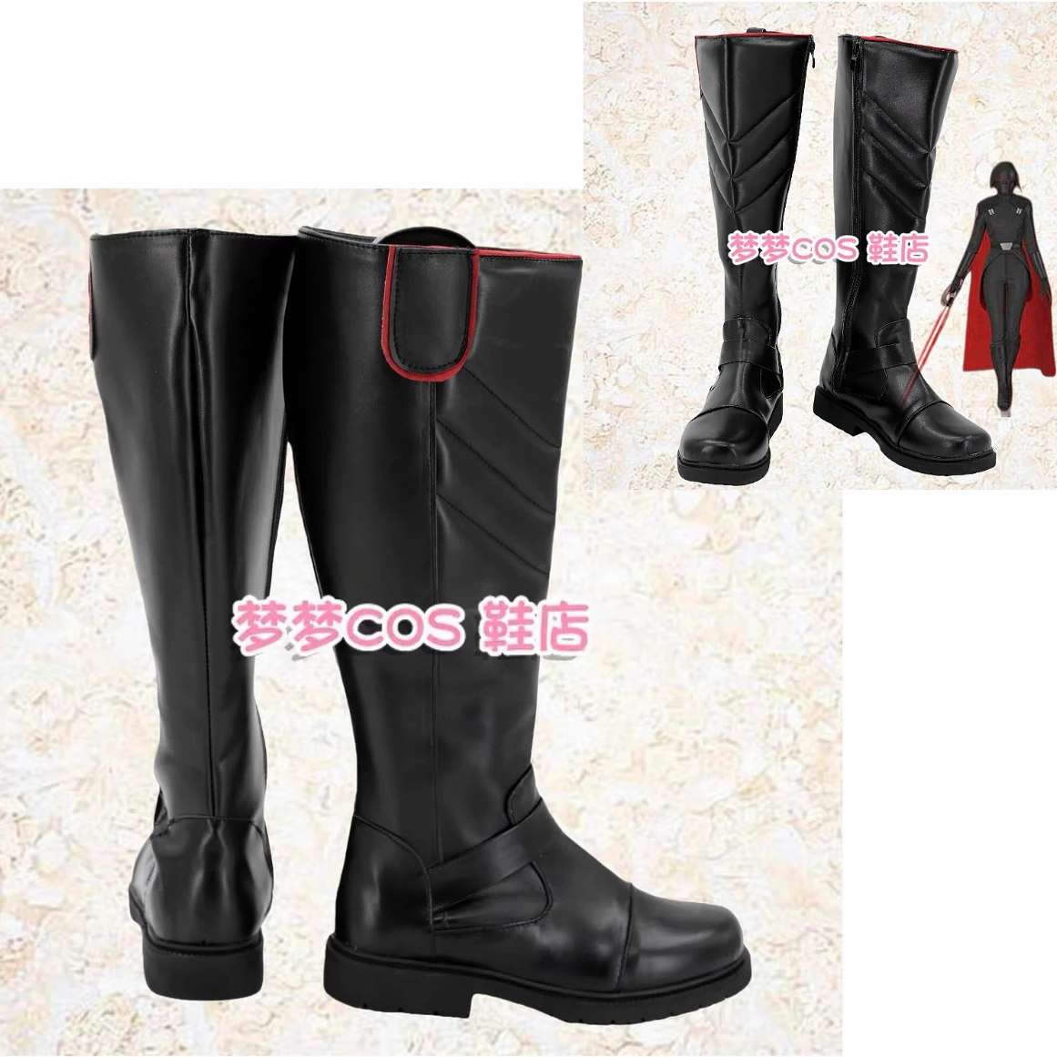 Jedi Master Tera Sinube Cosplay Boots Shoes Black Halloween Carnival Shoes