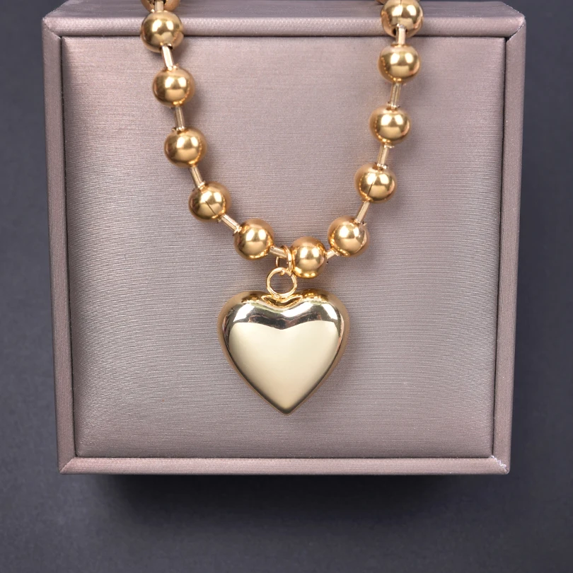 1Pc Stainless Steel Hip Hop Big Heart Pendant Necklaces For Women DIY Y2K Styles Sweet Love Girls Aesthetic Party Choker Jewelry