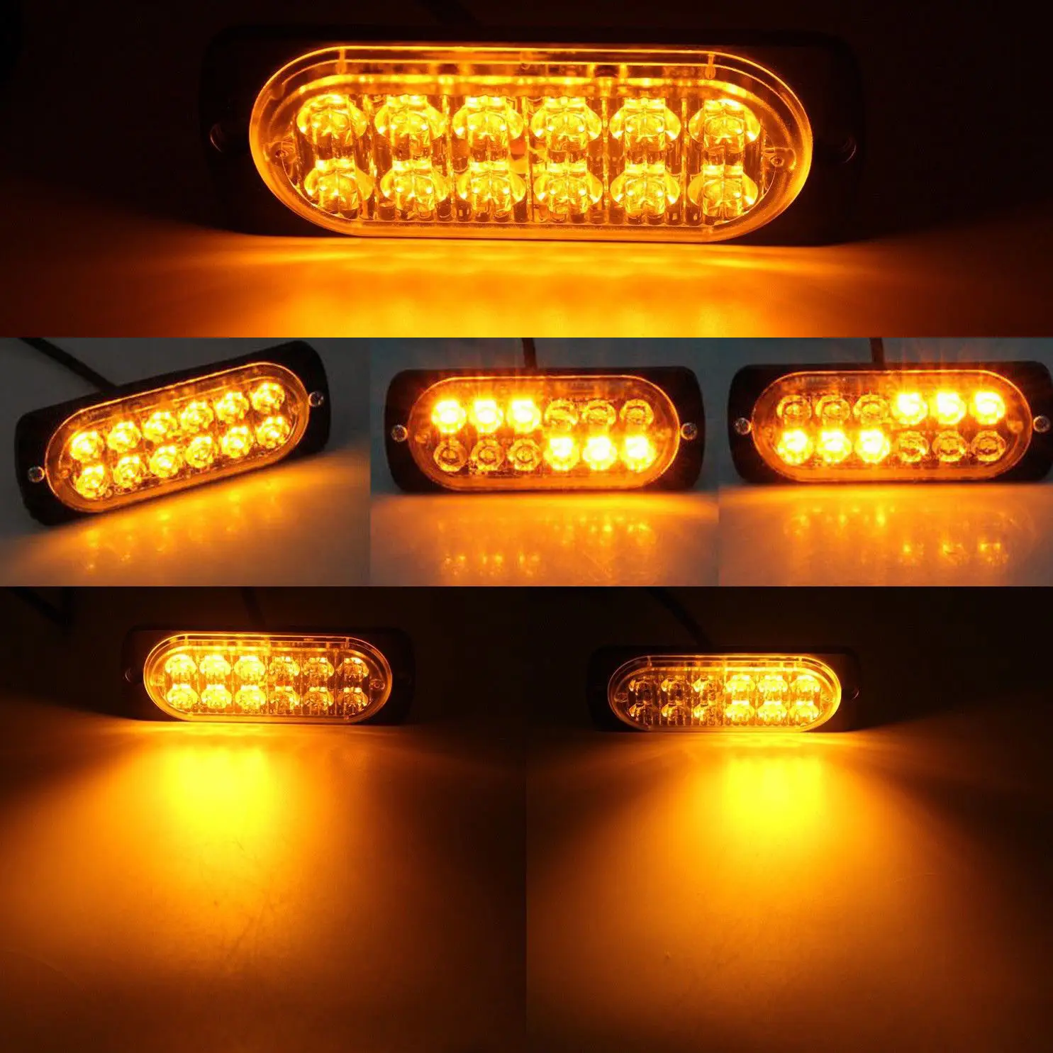 

12-LED Strobe Light Car Emergency Warning Light 12V 24V Amber/Red/Blue/White Trailer Auto Truck Strobe Beacon Flashing Lamp