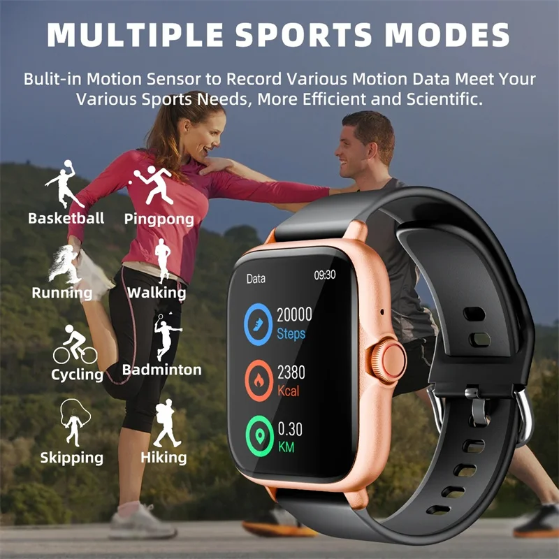 Reloj inteligente deportivo de 1,83 pulgadas, reloj inteligente con llamadas, monitoreo del sueño, podómetro deportivo, alertas de información para teléfonos iPhone y Android