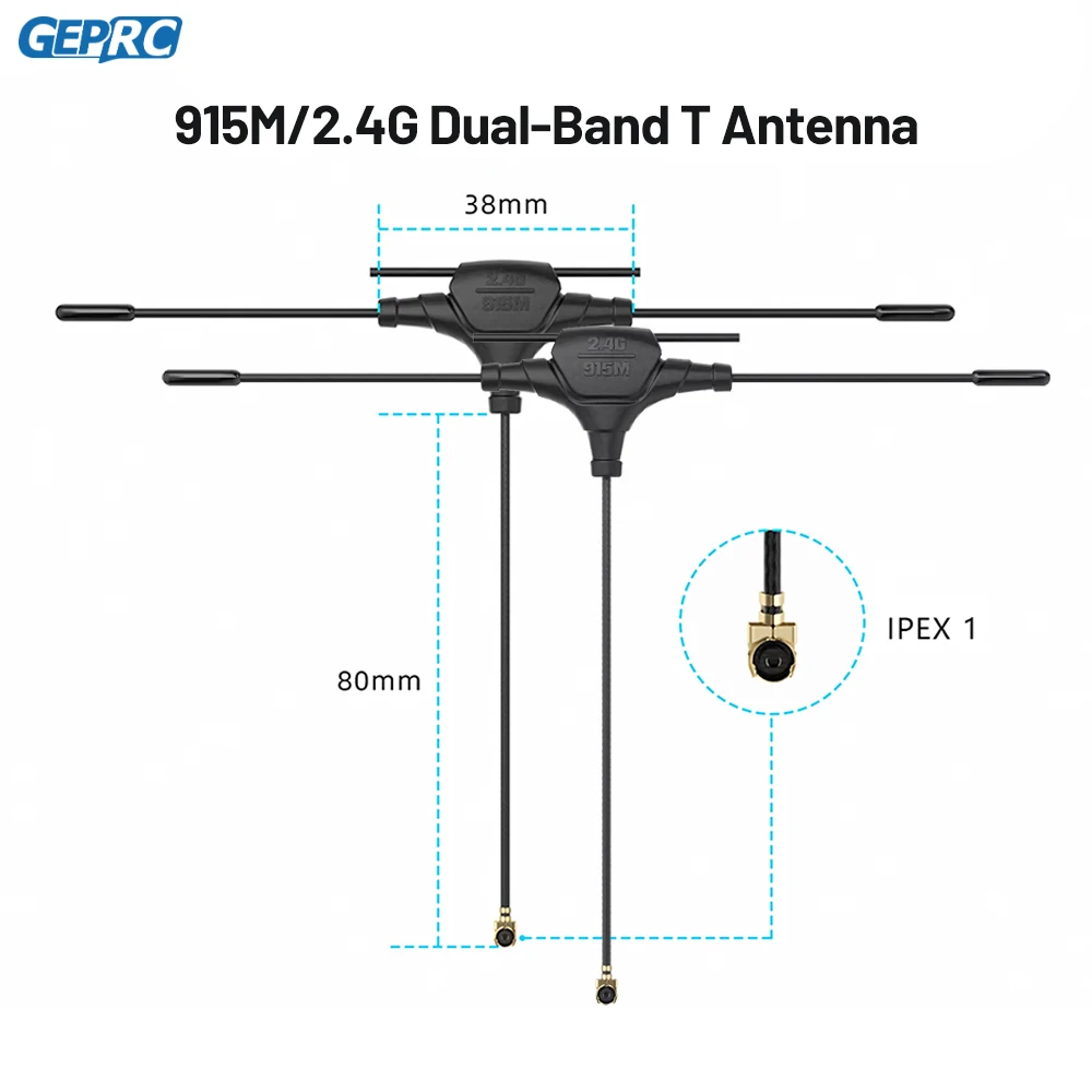 GEPRC 915M/2.4G Dual-Band T Antenna 80mm 915M+2.4G Dual-Band 2dBi for DIY RC FPV Quadcopter Freestyle Drone Replacement Parts