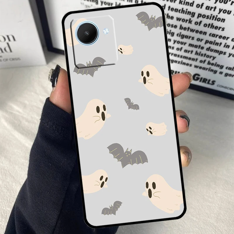 Cute Halloween Ghost Bat Case For Realme GT Neo 5 3 2 T 9 10 11 Pro Plus C11 C15 C21 C25Y C30 C31 C33 C35 C53 C55