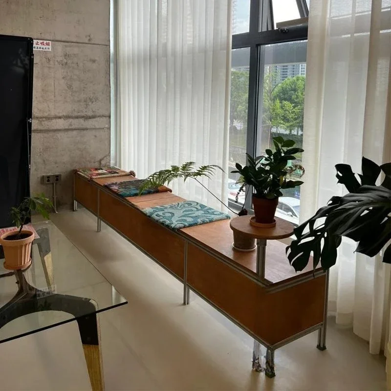 Simple restaurant coffee shop table and chair combination, industrial style aluminum profile multi-layer marine panel