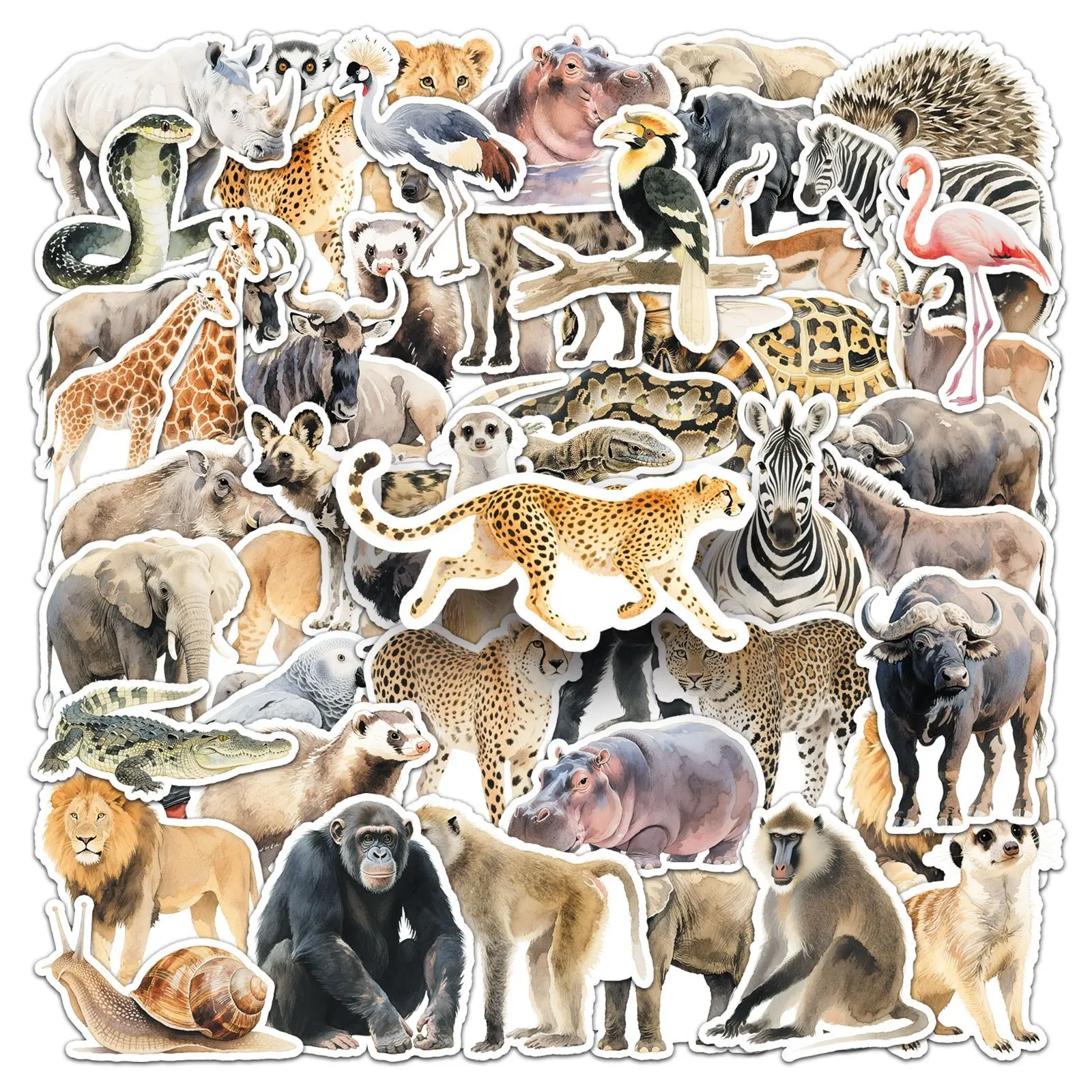 

50Pcs African animals cartoon Sticker DIY Decoratio phone Luggage Laptop Guitar Bike Skateboard fridge Kid Toy waterpro sticker