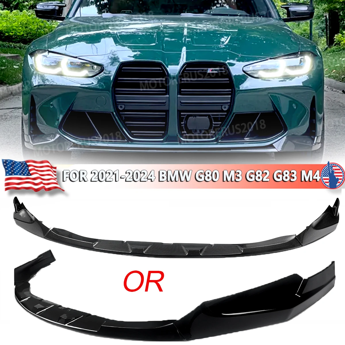 Vorderer unterer Stoßfänger-Spoiler-Splitter für BMW G80 G82 G83 M3 M4 Coupé 2021-2025 M Performance Style Karosserie-Kit Exterieur-Verkleidung ABS