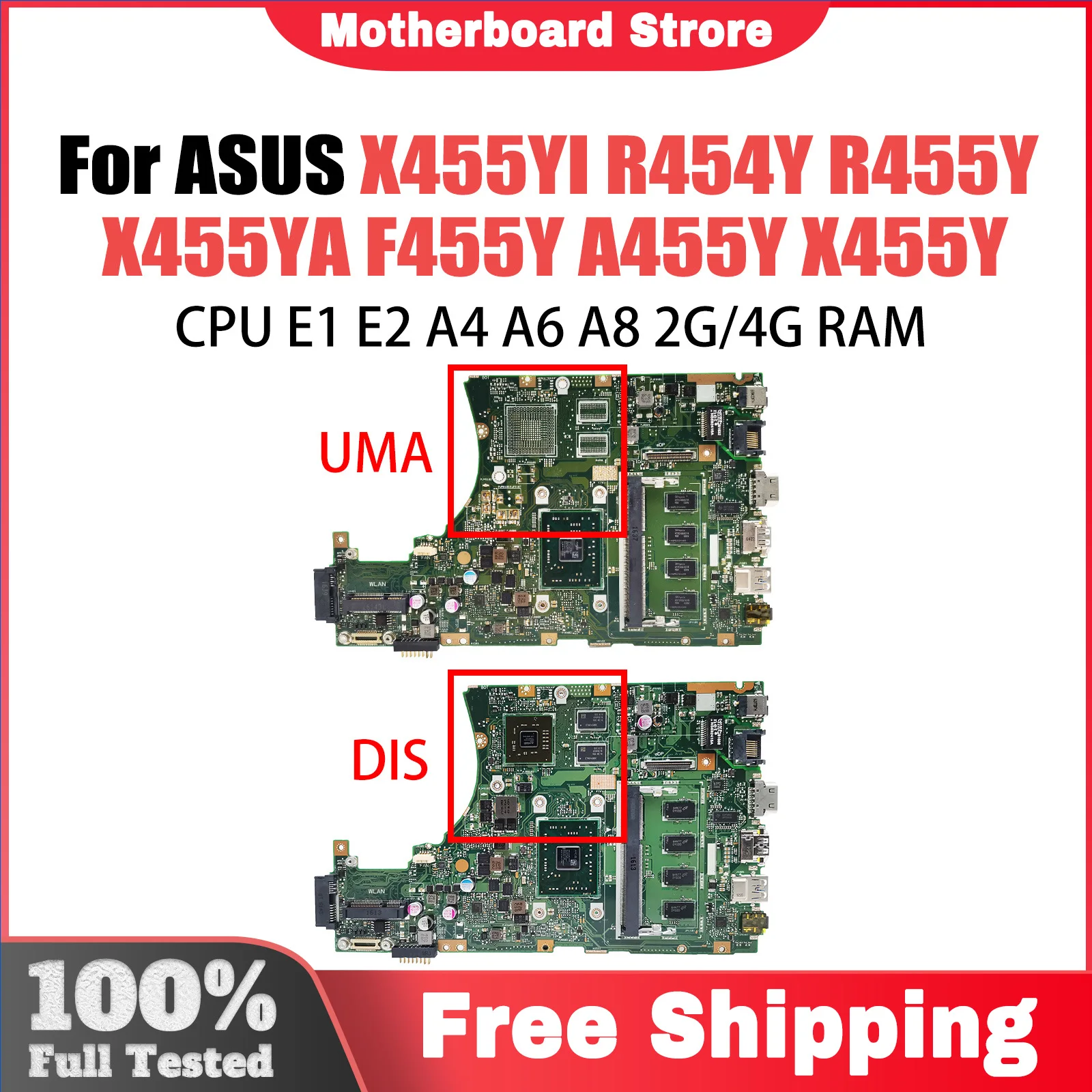 Computer Mainboard For Asus X455DG X455YI X455Y A454D K454D Laptop Motherboard With FX-8800P CPU 4GB RAM DIS Systemboard