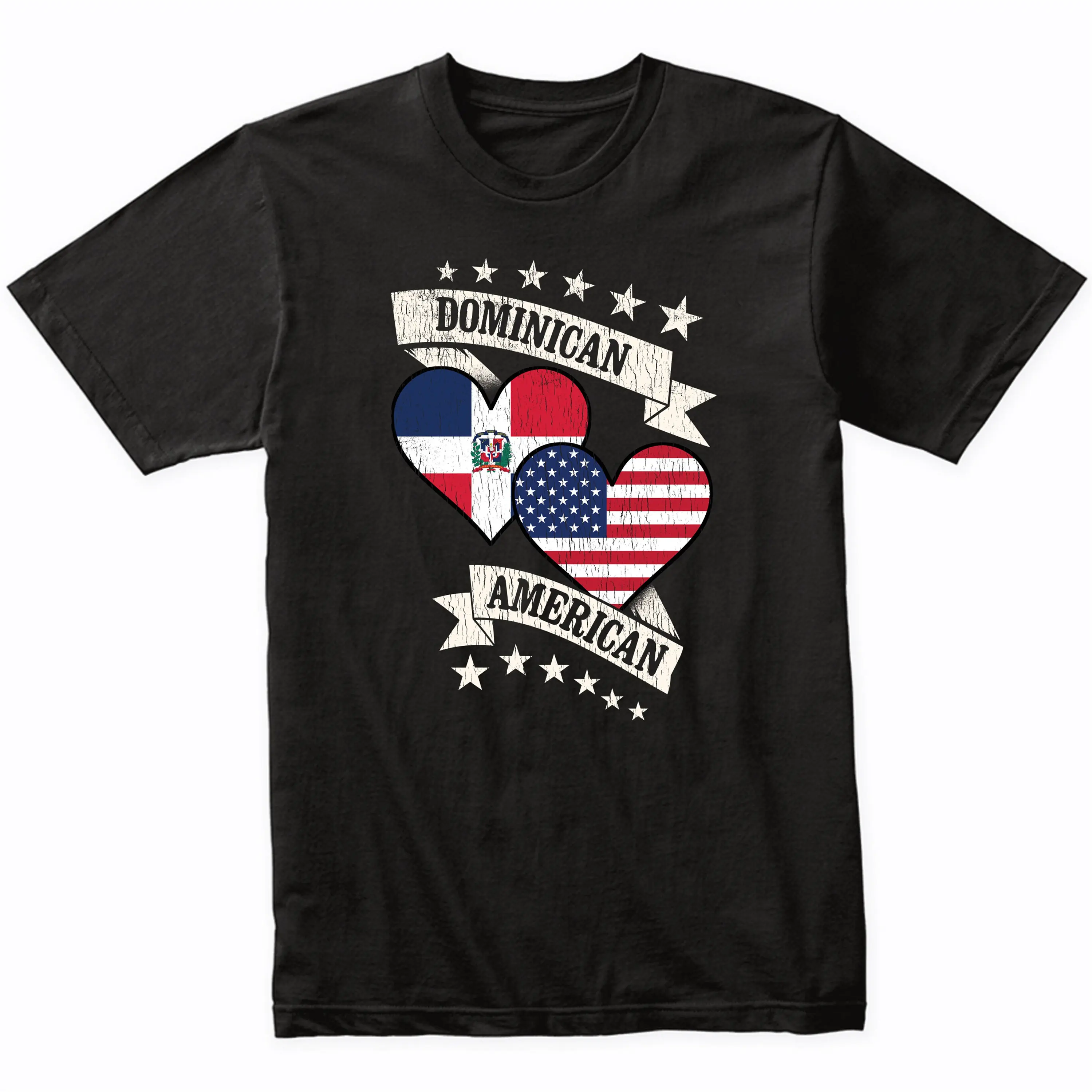 Dominican American Heart Flags Republic USA T Shirt Idea Flag