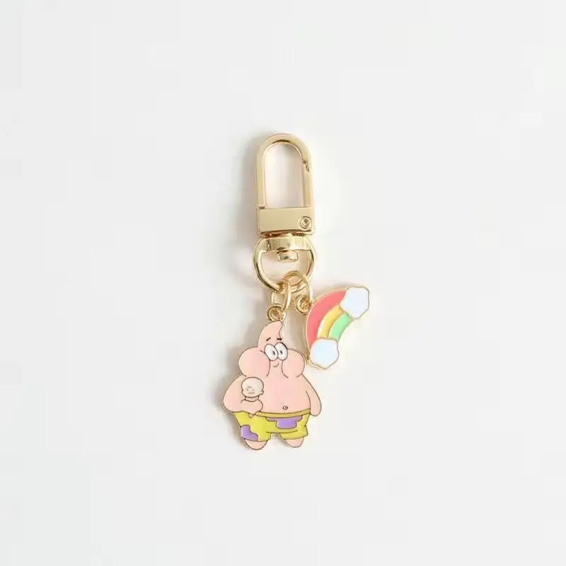 SpongeBob Patrick Star Keychain Cartoon Keyring Couple Backpack Pendant Decorative Jewellery Womne Creative Car Key Ring Gift