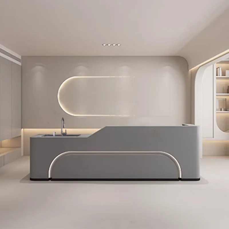 Luxury Service Reception Desk Table Front Beauty Salon Business Reception Desk Shop Cashier Bancone Per Negozio Corner Furniture