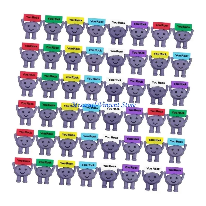 A70F 48Pcs Small Size Rubber You Rock Positive Figure Toy For Auto And Desk Display