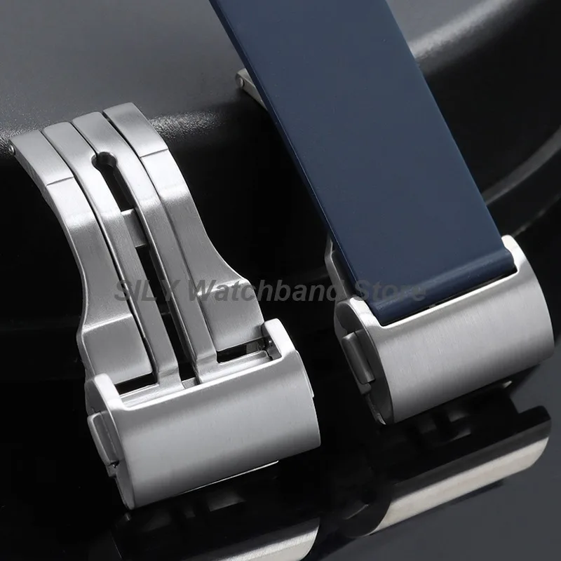 20mm 22mm Stainless Steel Brushed Deployment Watch Buckle for Hublot Double Press Folding Clasps Metal Button Strap Band Clasps