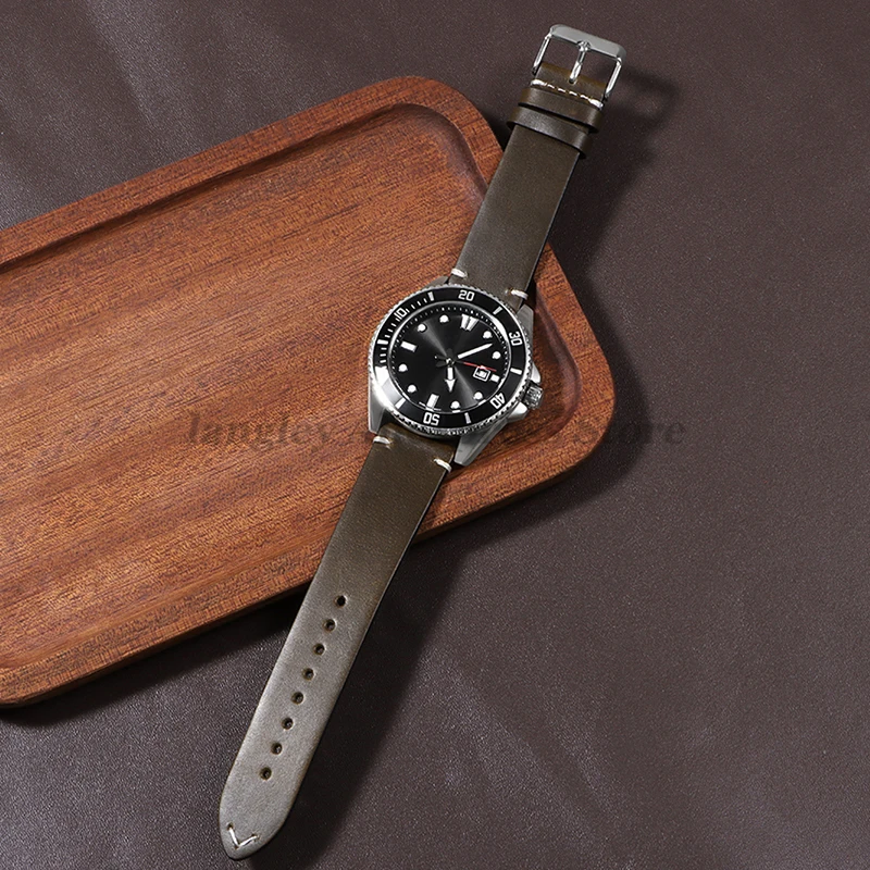 خمر النفط الشمع الجلود حزام الساعات 18 مللي متر 19 مللي متر 20 مللي متر 21 مللي متر 22 مللي متر 24 مللي متر ل أوميغا ل سايكو معصمه خياطة جلد البقر حزام (استيك) ساعة