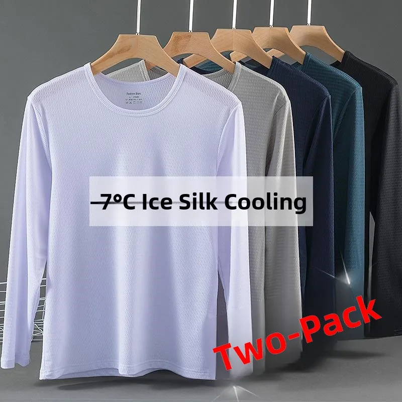

Ice Silk Long Sve T-irt Men's Lightweight Qui Dry Air Conditioning Me Breathable Sun Protection Top Middle-Aged And ...