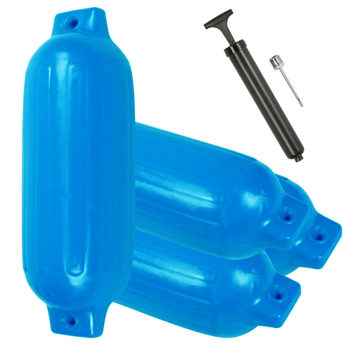 

4 шт. ребристые надувные крылья для лодки 5,5 x 20 дюймов, виниловая защита бампера для морской док-станции, синий