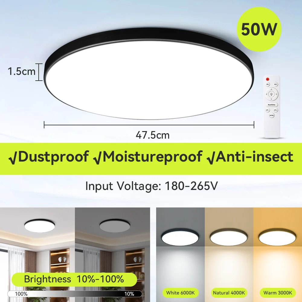 CANMEIJIA LED Deckenleuchten Moderne Deckenleuchte 18/30/40/72W Led 220V Deckenleuchten Runde Wohnzimmer Schlafzimmer Innen Küche Beleuchtung Lampe 3