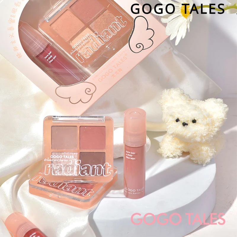 Gogo Tales 4 Kleur Oogschaduwplaat Spiegel Lipgloss Kit Schattige Make-Up Geschenkdoos