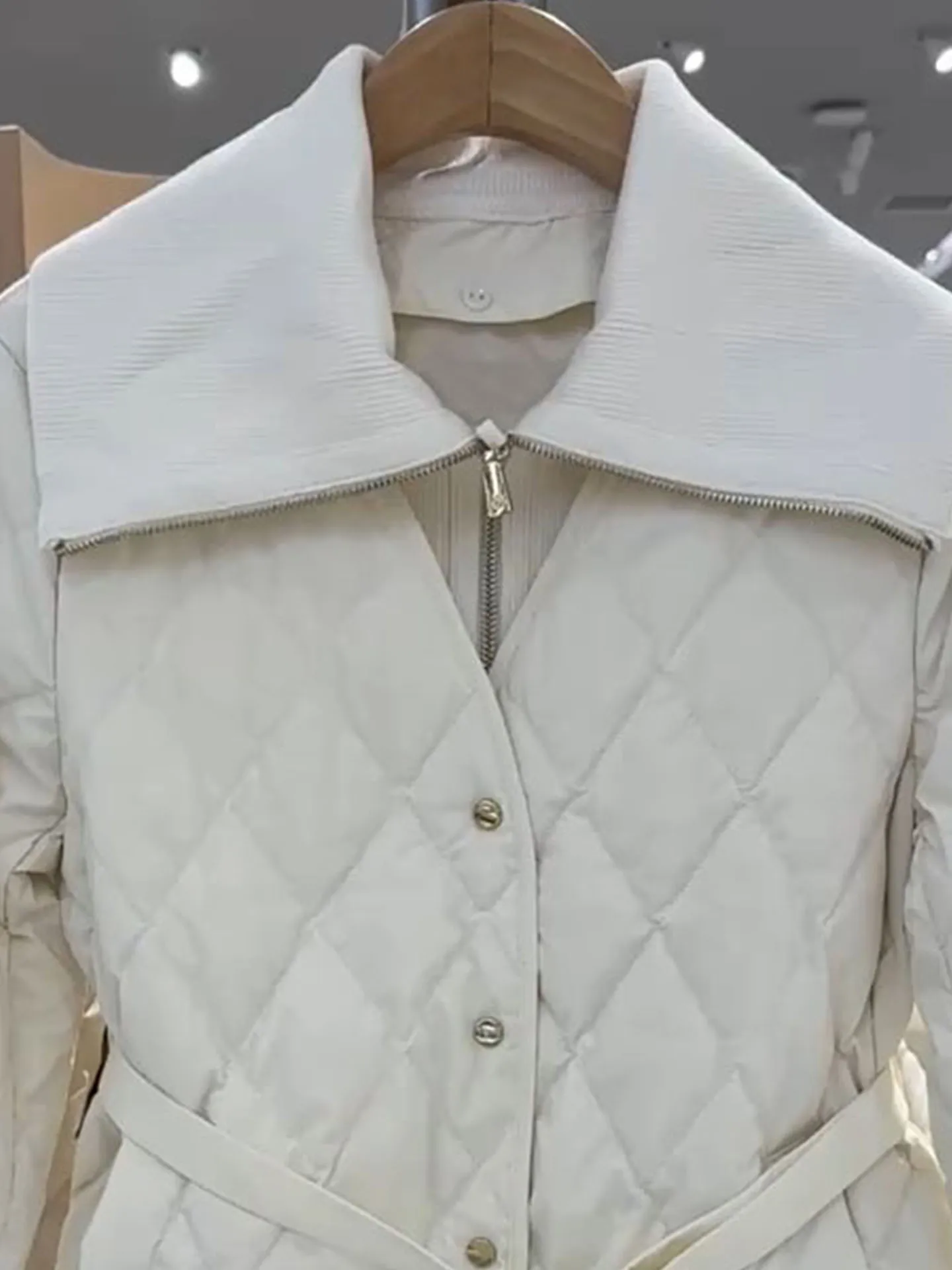 Ele White Puffer Jaet feminino inverno Faion cintura alta gola aba calor premium agasalhos poliéster leve