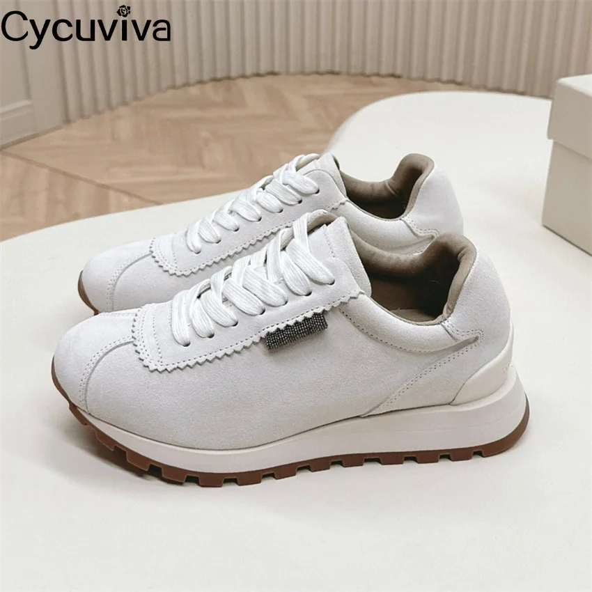 2024 Autumn New Suede Flat Sneakers Male Thick Sole Lace Up Platform Shoes Casual Comfort Party Vacation Lovers Shoes For Men