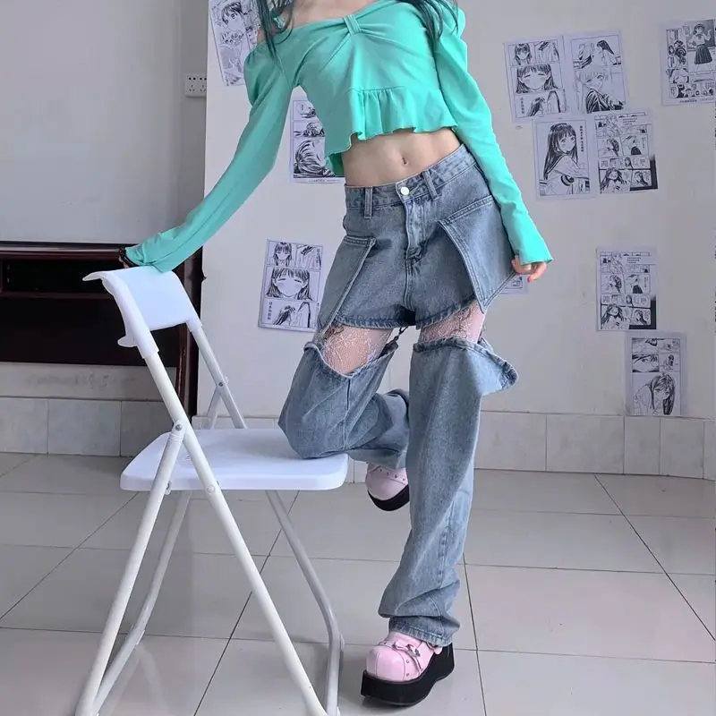 

Джинсы женские, новый стиль, прямые свободные брюки, модные