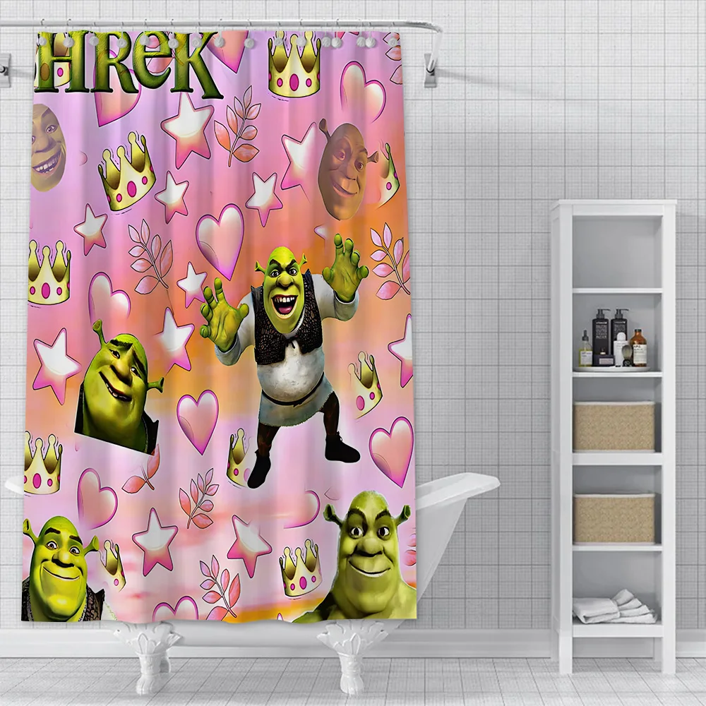 Cartoon S-Shrek Shower Curtain Waterproof Polyester Fabric Paint Colorful Bath Curtains Home Bathroom Decor Curtain With Hook