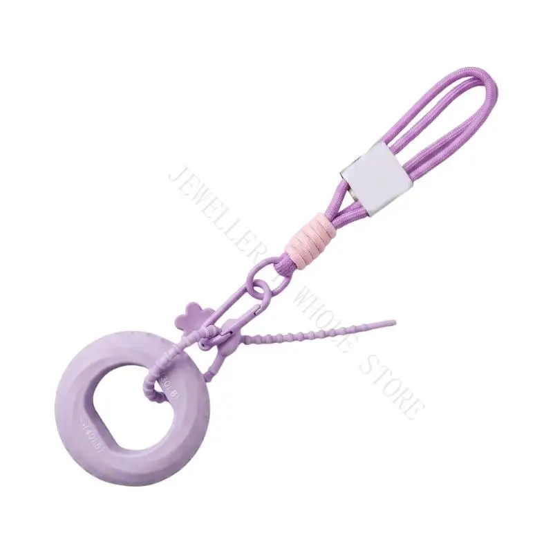 R7UF Hand Exercise Grip Ring Keychain for Travel and Desk Breaks, Portable Silicone Ring with Clip and Carry Lanyard