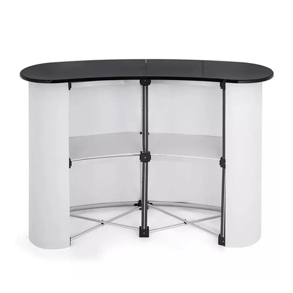 

Trade Show Advertising Heavy Duty Floor Standing Aluminum Tube Pop up Stand Portable Reception Counter Promotion Table Counter