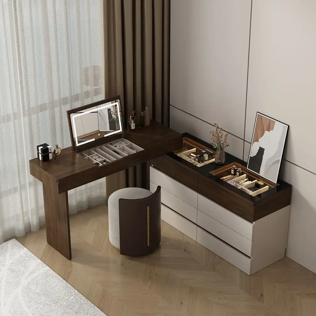 DSA solid wood dresser chest cabinet integrated cosmetic table household bedroom simple clamshell dresser storage cabinet
