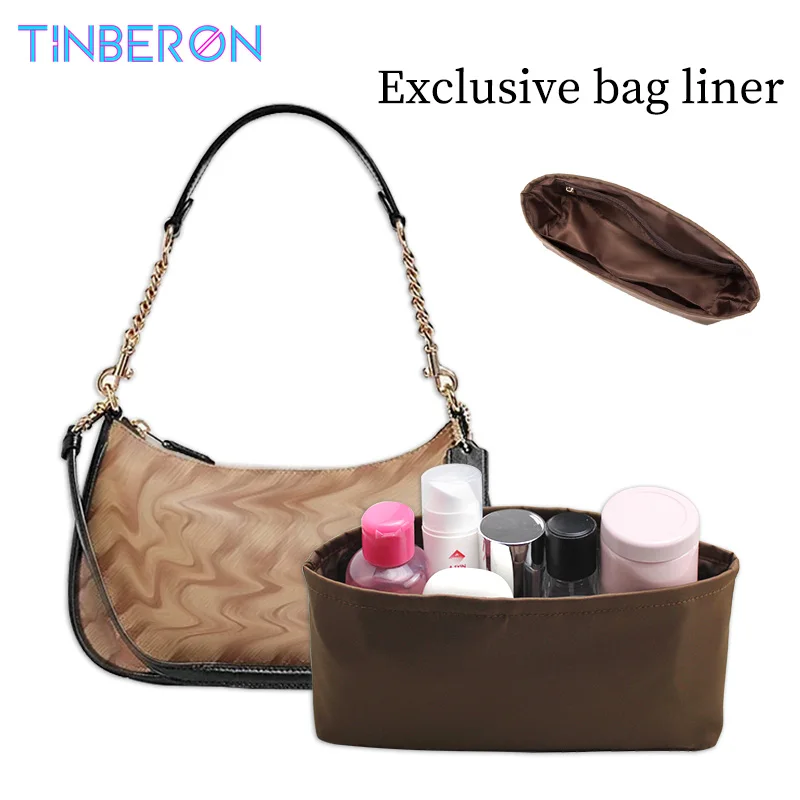 Tinberon Nylon Tas Organizer Handtas Binnentas Tas Invoegen Cosmetische Tas Draagbare Reis Opberg Make-Up Tas Liner Ondersteuning Shaper