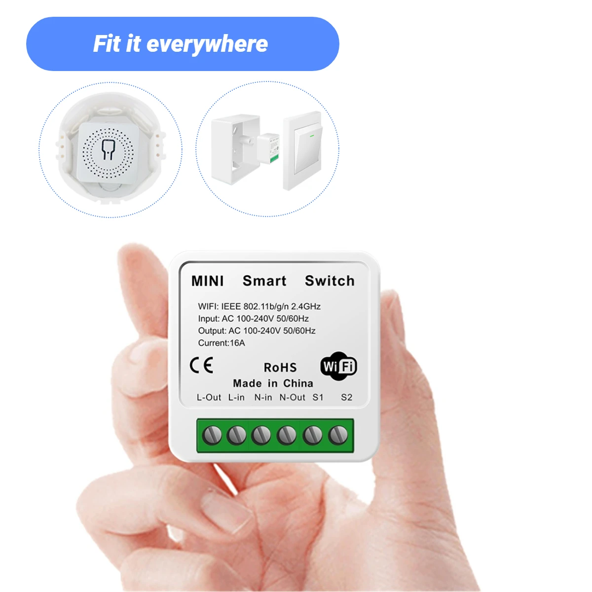 HomeKit 16A WiFi Smart Switch Module DIY 2 Way Control Light Switches Support APP Remote /Alexa Google Apple Siri Voice Control