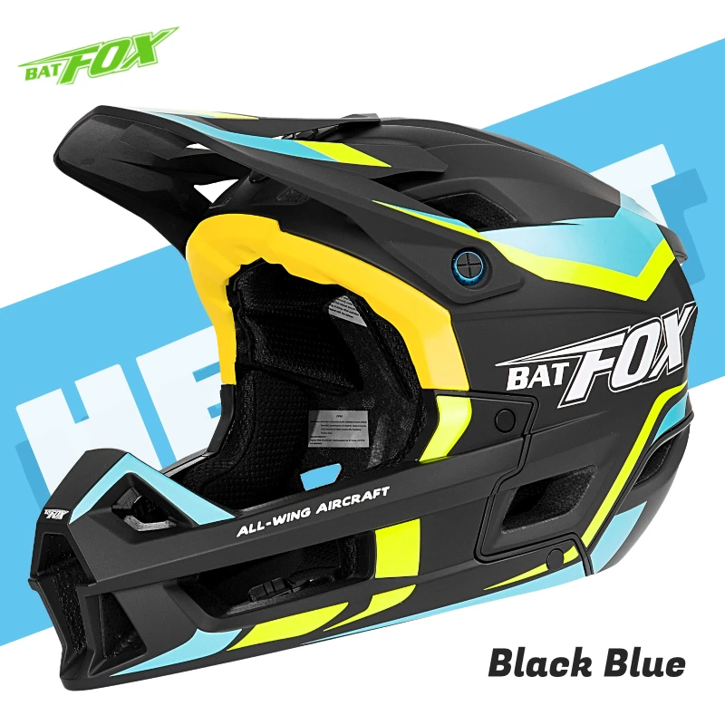 BATFOX helm sepeda wajah tertutup penuh, pelindung keselamatan CE CPSC cetakan integral lintas negara sepeda gunung Downhill pria dewasa