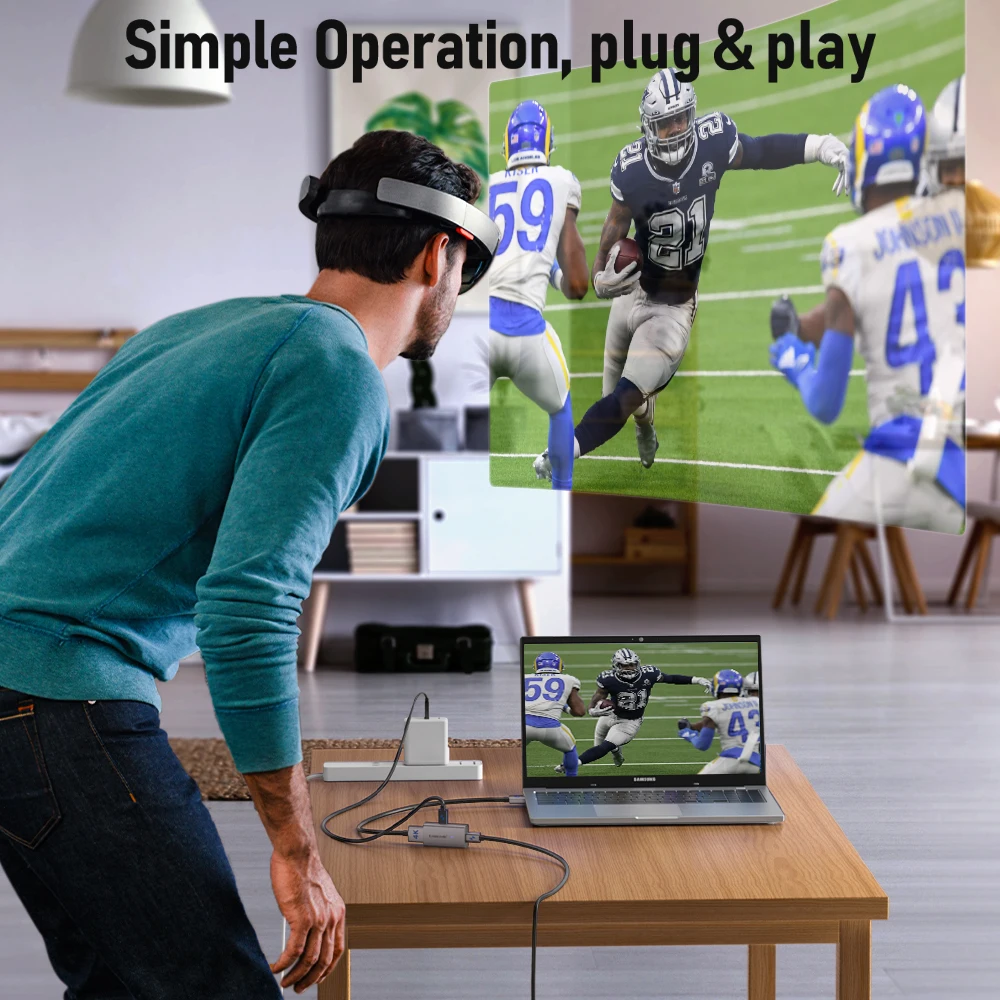 Lemorele-adaptador HDMI a tipo c 4k 60Hz, convertidor de gafas AR, adaptador de vídeo usb-c para Xreal Airs,Rokid AR, pantalla montada en la cabeza
