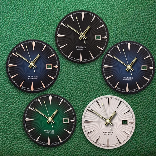 Esfera de cóctel degradado azul con logotipo S de 35mm, sin manecillas, sin luminosas, adecuada para accesorios de modificación de reloj de movimiento NH35 NH36