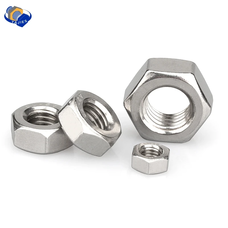 UNC-tuercas hexagonales de acero inoxidable 304, tamaño de rosca 1/4-20, tuercas hexagonales, acabado liso, rosca completa