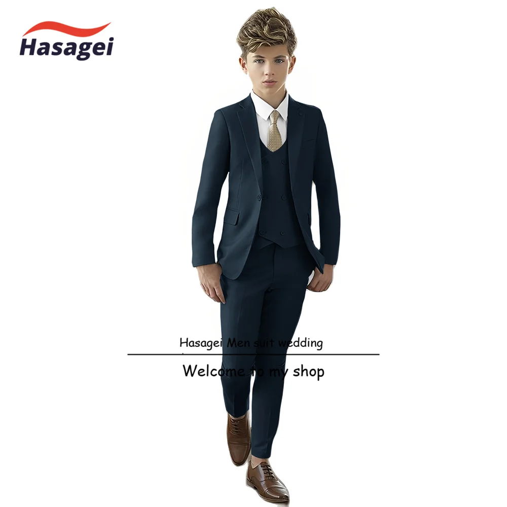 Navy Boys Suit 3 Piece Teen Stage Performance Clothes Kids Party Wedding Tuxedo Custom Tuxedo Blazer