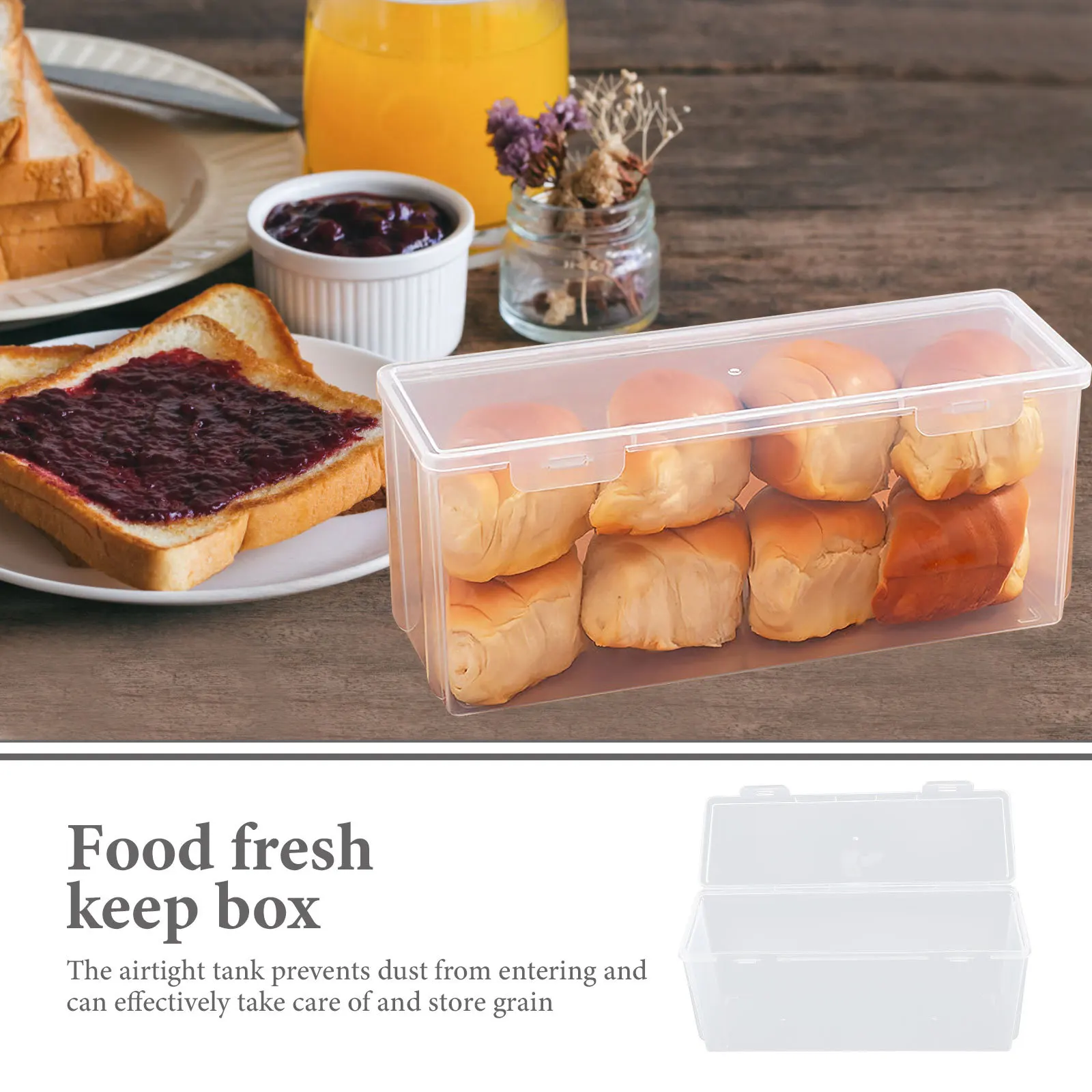 

Bread Storage Box Square Food Container Airtight Lid For Kitchen Fridge Organizer Fresh Keeping Leakproof Clear Fruit