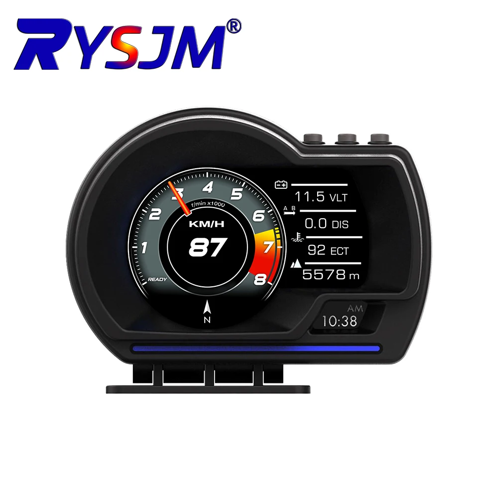 

P6 Head Up Display OBD2+GPS Smart Gauge Car HUD Speedometer Turbo RPM Alarm for Car Truck