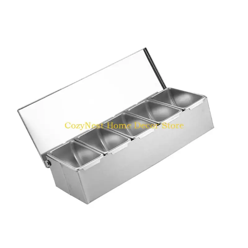 92MF Practical Nonrust Steel Spice Storage Box Multi Section Kitchen Essential For Organized Cooking And Meal Preps