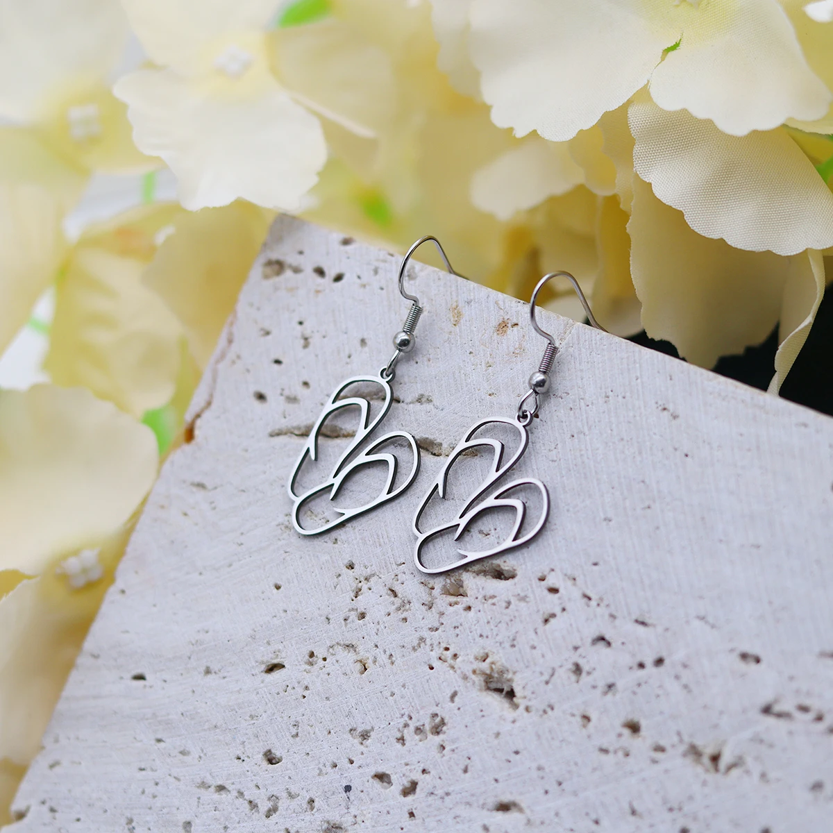 Kinitial Flip Flop Earrings For Women Girls Stainless Steel Earrings Beach Vacation Jewelry Birthday Wedding Mother Gift